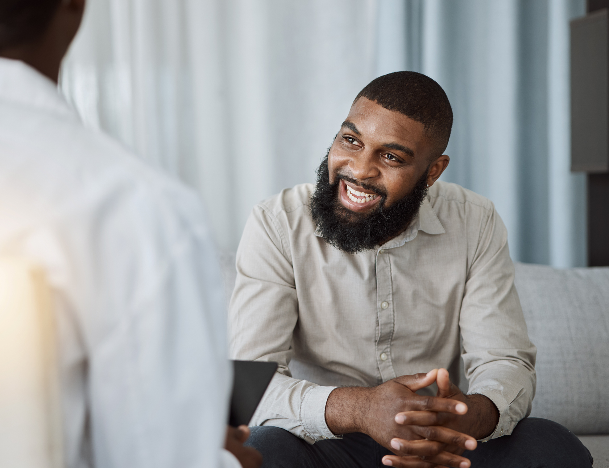 happy patient in therapy