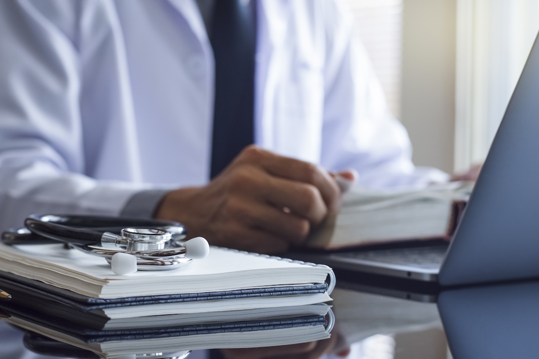 medical student studying at medical school